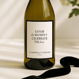 Huwelijk Oud Geld, Off-White, Donker lijst Wijn Etiket