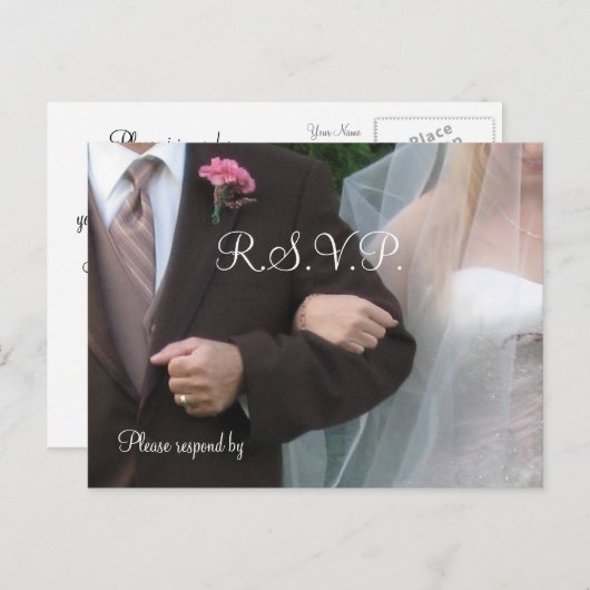 Huwelijk R.S.V.P. Uitnodiging Briefkaart (Voorkant / Achterkant)