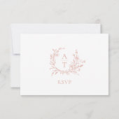 Huwelijk Roos Gold Crest Monogram RSVP Kaart (Achterkant)
