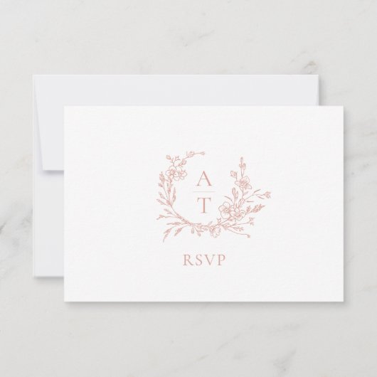 Huwelijk Roos Gold Crest Monogram RSVP Kaart (Achterkant)