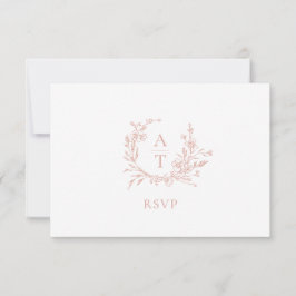 Huwelijk Roos Gold Crest Monogram RSVP Kaart