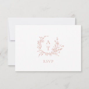 Huwelijk Roos Gold Crest Monogram RSVP Kaart