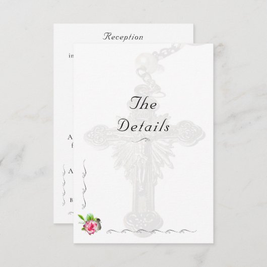 Huwelijk Roos Katholieke bruiloft Informatiekaartje (Voorkant / Achterkant)