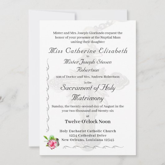 Huwelijk Roos Katholieke bruiloft Kaart (Voorkant)