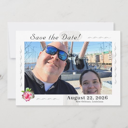 Huwelijk Roos Katholieke bruiloft Save The Date (Voorkant)