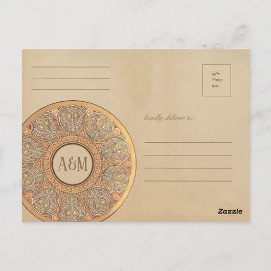 Huwelijk RSVP Briefkaarten | Gold Nouveau Deco (Achterkant)