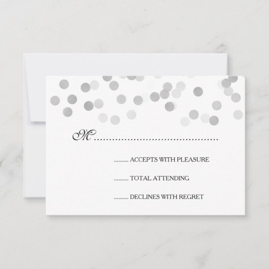 Huwelijk RSVP Faux Zilveren Folie Glitter Lichten (Voorkant)