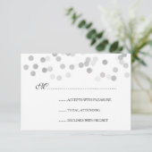 Huwelijk RSVP Faux Zilveren Folie Glitter Lichten (Staand voorkant)