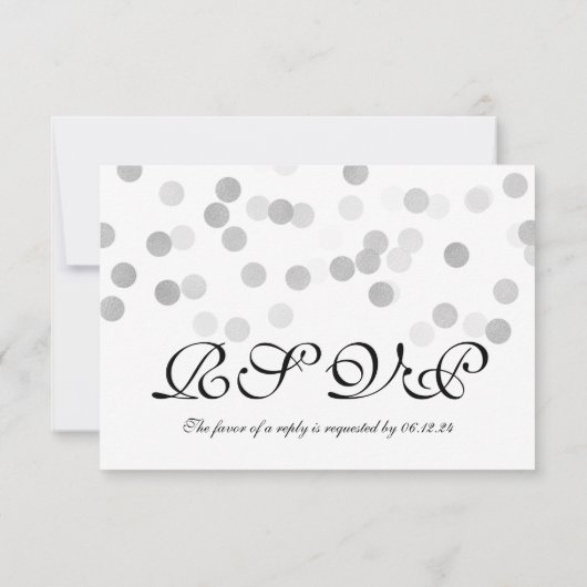 Huwelijk RSVP Faux Zilveren Folie Glitter Lichten (Achterkant)