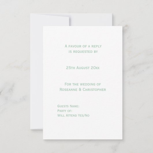 Huwelijk RSVP Kaart Pepermunt Vlinders Hart (Achterkant)