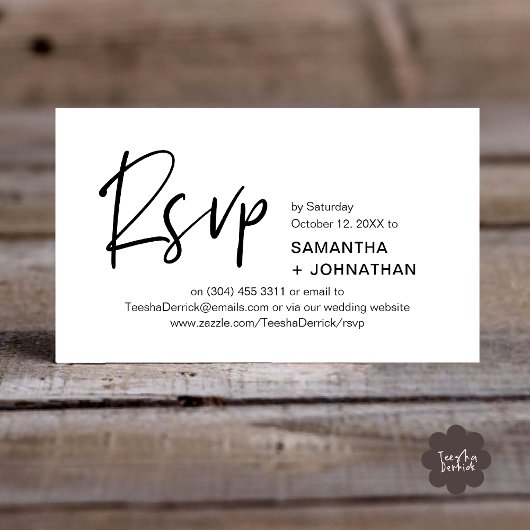 Huwelijk RSVP Moderne Minimalistische Diner Uitnod Informatiekaartje