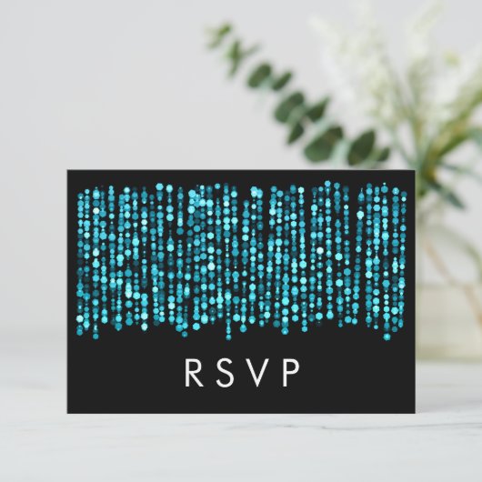 Huwelijk RSVP Moderne Turquoise Lichten (Staand voorkant)