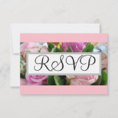 Huwelijk RSVP :Pastel Roze Rozen Groen (Voorkant)