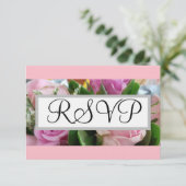 Huwelijk RSVP :Pastel Roze Rozen Groen (Staand voorkant)
