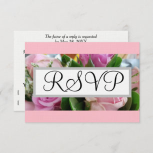 Huwelijk RSVP :Pastel Roze Rozen Groen