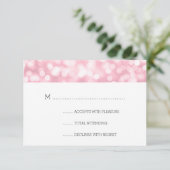 Huwelijk RSVP Roos Blush Pink Bokeh Lights (Staand voorkant)