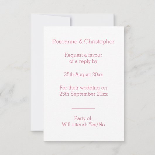 Huwelijk RSVP Roze Hart en Vlinders (Achterkant)