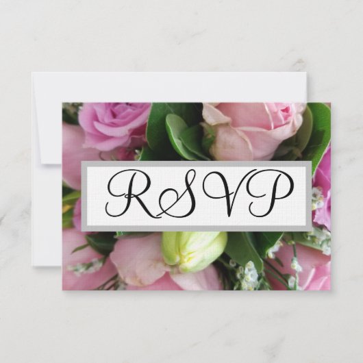 Huwelijk RSVP Roze Rozen (Voorkant)