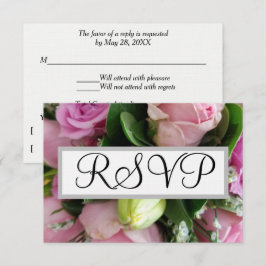 Huwelijk RSVP Roze Rozen Kaartje
