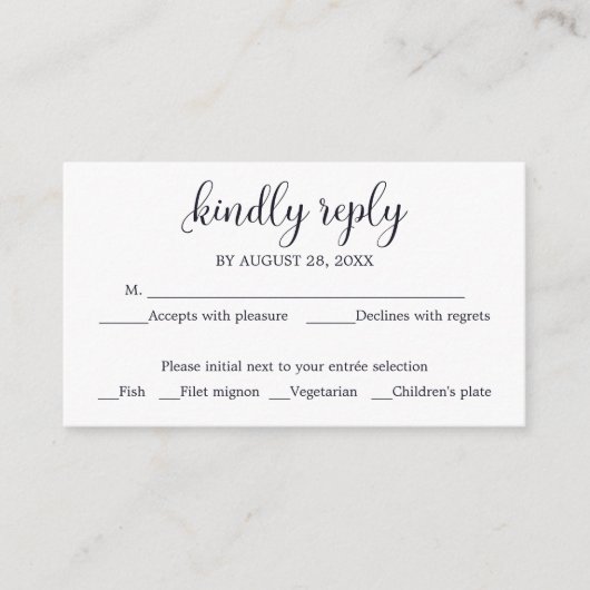 Huwelijk RSVP Rustiek Hout Huwelijk Navy Blauw Informatiekaartje (Voorkant)