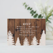Huwelijk RSVP Rustieke Houten Winter Boom Kaarten (Staand voorkant)