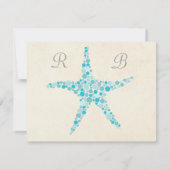 Huwelijk RSVP Turquoise Aqua Zeester Kaartje (Achterkant)