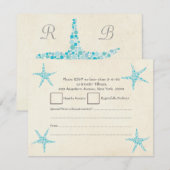 Huwelijk RSVP Turquoise Aqua Zeester Kaartje (Voorkant / Achterkant)