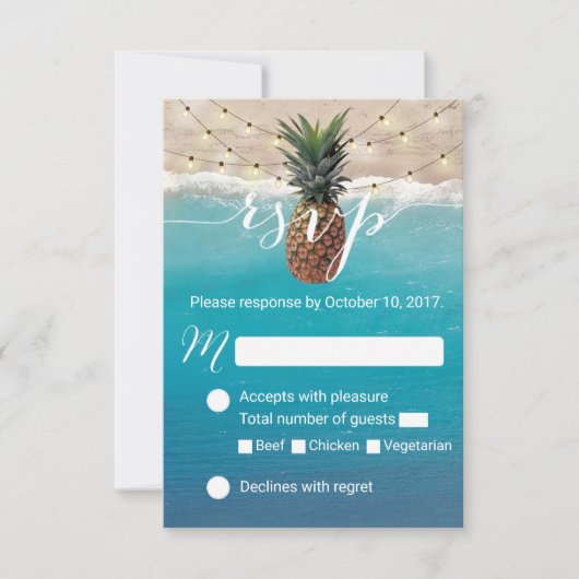 Huwelijk RSVP van het Strand van de ananas het (Voorkant)