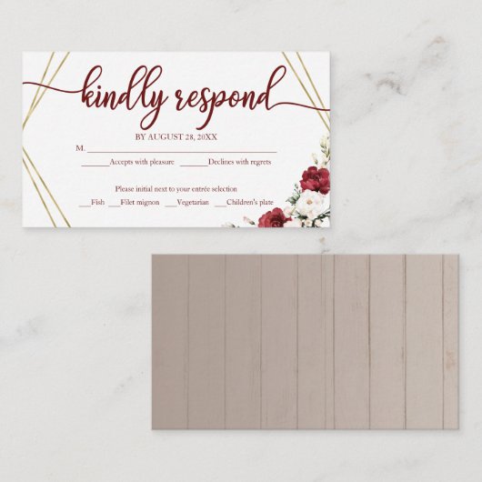 Huwelijk RSVP Witte Bloemen Geometrische Rustiek H Informatiekaartje (Voorkant / Achterkant)