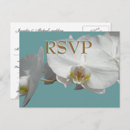Huwelijk RSVP Witte Orchideeën Uitnodiging Briefkaart (Voorkant / Achterkant)