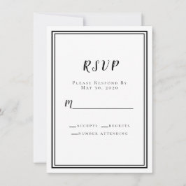 Huwelijk RSVP Zwart Wit Eenvoudig Modern Minimalis