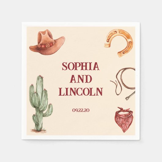 Huwelijk Rustiek bruin Western Servet (Voorkant)