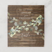 Huwelijk Rustiek Hout Eucalyptus Groen Land Plaatskaartje (Buitenkant ongevouwen)