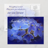 Huwelijk "Save the Date" Blauwe Afrikaanse viooltj Aankondigingskaart (Voorkant / Achterkant)