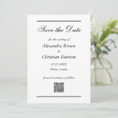 Huwelijk Save The Date Eenvoudige QR-code & foto a Kaart (Staand voorkant)