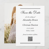 Huwelijk Save The Date Eenvoudige QR-code & foto a Kaart (Voorkant / Achterkant)