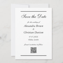 Huwelijk Save The Date Eenvoudige QR-code & foto a Kaart