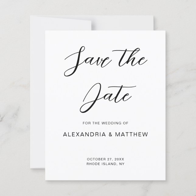 Huwelijk Save the Date Eenvoudige Uitnodiging (Voorkant)