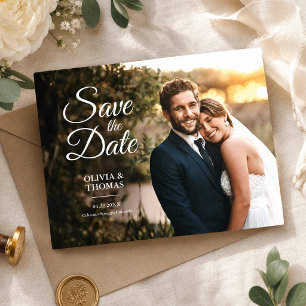 Huwelijk Save The Date Modern Eenvoudig Foto Briefkaart