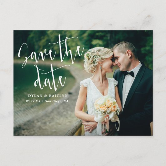 Huwelijk Save The Date Postkaart met Modern Letter Aankondigingskaart (Voorkant)