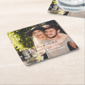 Huwelijk Save the Date Script Foto Kartonnen Onderzetters (Schuin)