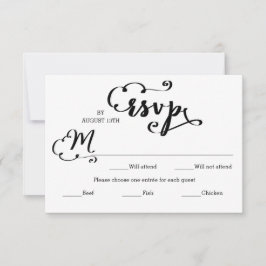 Huwelijk Script Damask Entree - RSVP Kaart