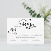 Huwelijk Script Damask Entree - RSVP Kaart (Staand voorkant)