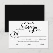 Huwelijk Script Damask Entree - RSVP Kaart (Voorkant / Achterkant)