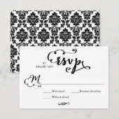 Huwelijk Script Damask - RSVP Kaart (Voorkant / Achterkant)