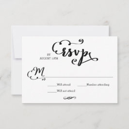 Huwelijk Script Damask - RSVP Kaart