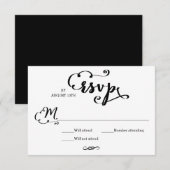 Huwelijk Script Damask - RSVP Kaart (Voorkant / Achterkant)