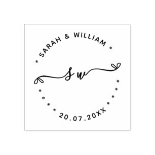 Huwelijk Script Naam initiaal Save the date Trouwd Rubberstempel