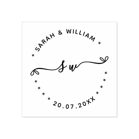 Huwelijk Script Naam initiaal Save the date Trouwd Rubberstempel (Afrduk)
