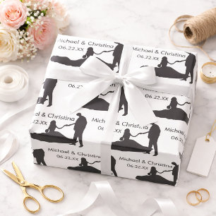 Huwelijk Silhouet Namen Inpakpapier